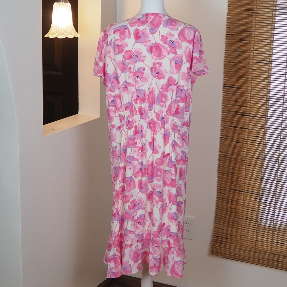 Talbots Spring Poppies Pink Floral Dress Women's Size 16 Romantic Flutter Art - Picture 4 of 11